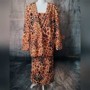 Vintage 80s Giraffe Print 2 Piece Skirt Set.